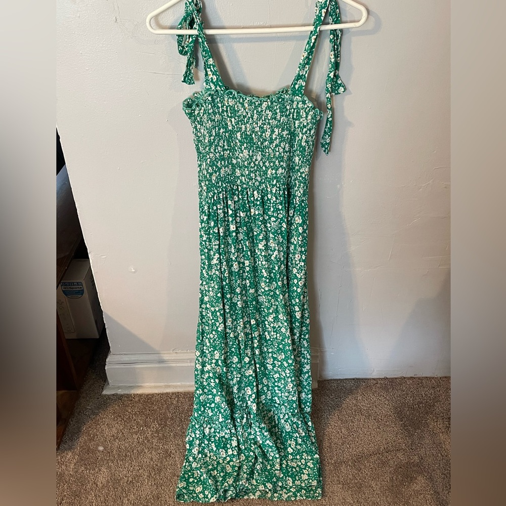 ZESICA Boho Spaghetti Strap Square Neck Ruffle A Line Maxi Dress,BrightGreen - M